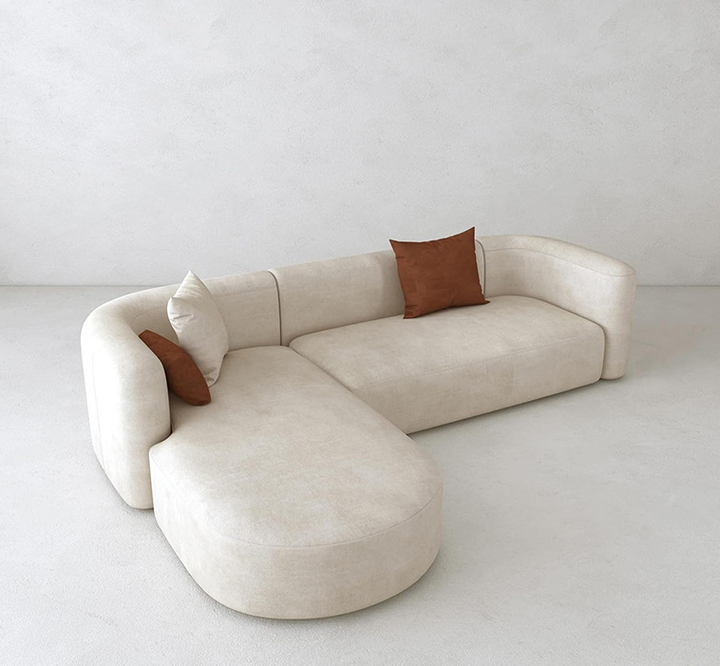 Sofá de espuma curvada de alta densidade com 3 lugares para casa e hotel