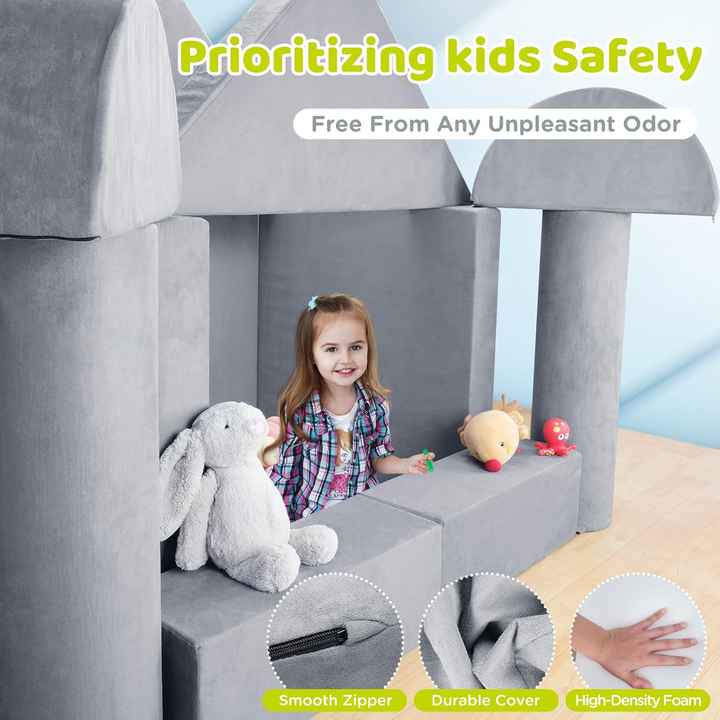 Sofá modular para crianças pequenas e blocos de brincar faça você mesmo