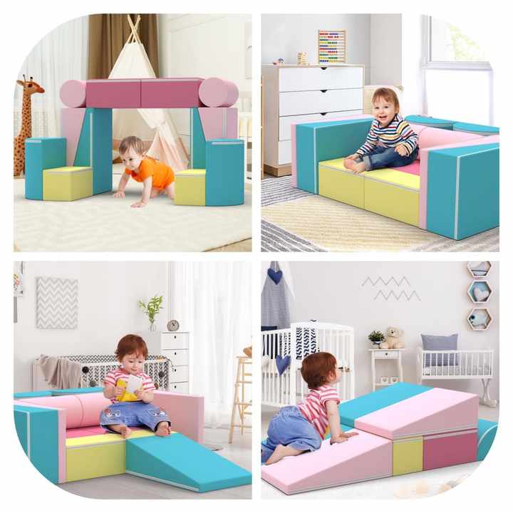 12 peças de blocos de construção de espuma macia para crianças com blocos de cores