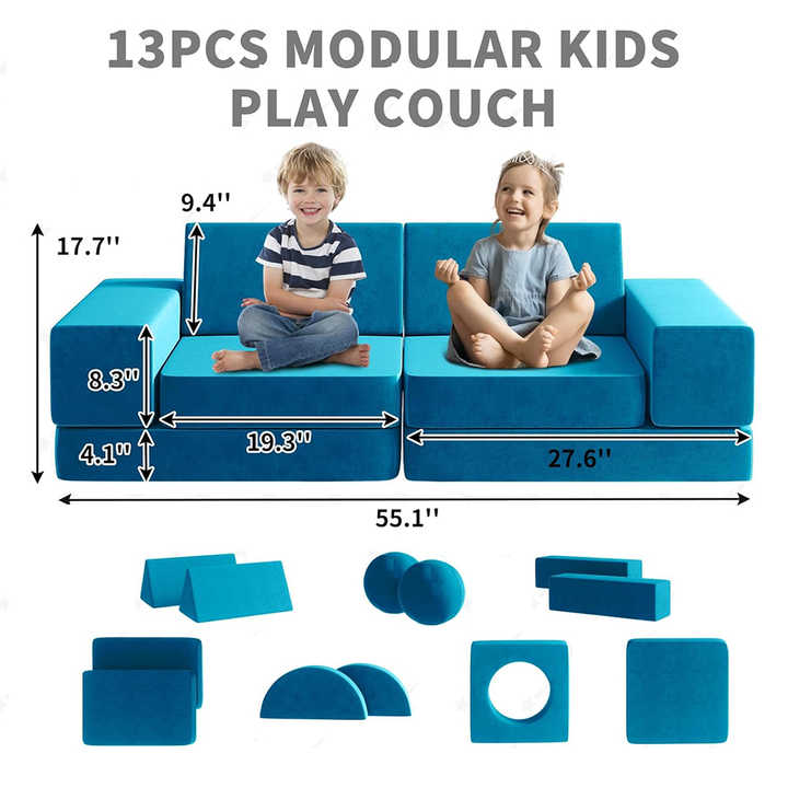 Sofá modular componível para crianças de 12 peças para sala de jogos infantil
