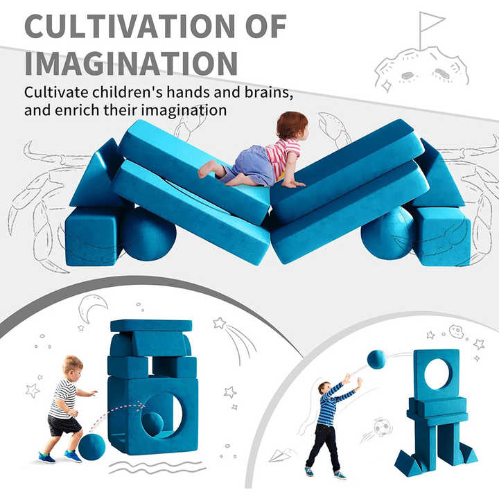 Sofá modular componível para crianças de 12 peças para sala de jogos infantil