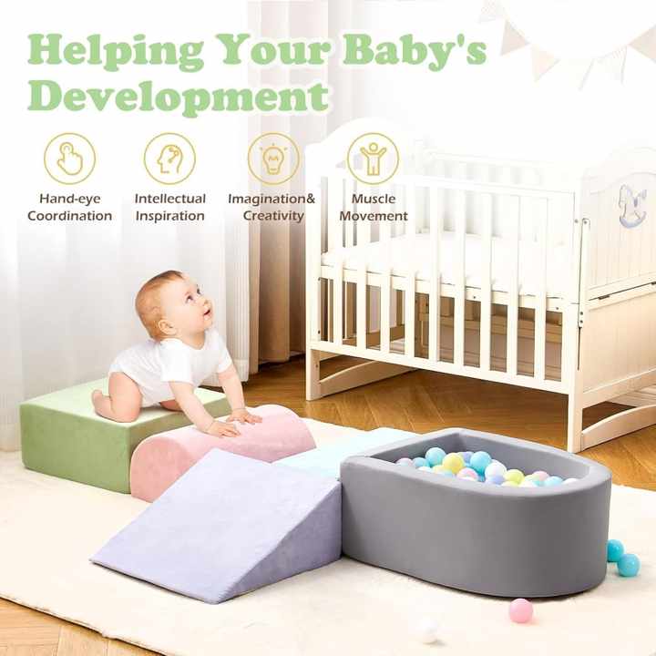 Conjunto de blocos de escalada de espuma macia para bebês e crianças pequenas com 5 peças