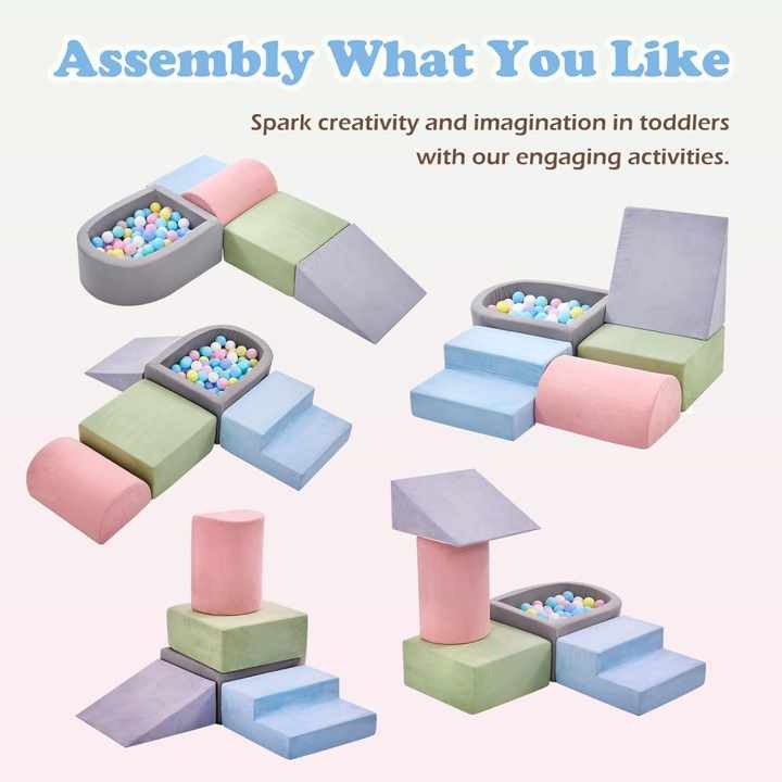 Conjunto de blocos de escalada de espuma macia para bebês e crianças pequenas com 5 peças