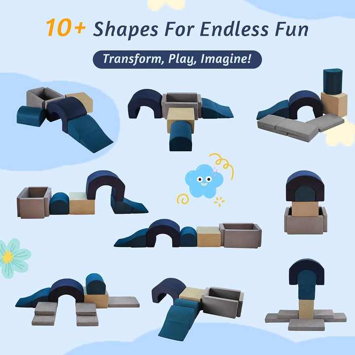 Blocos de escalada de espuma macia para bebês, 7 peças