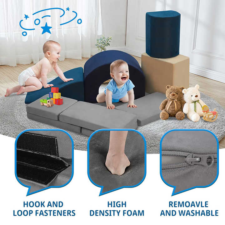 Blocos de escalada de espuma macia para bebês, 7 peças