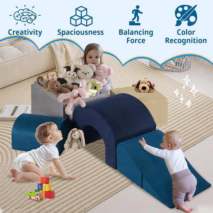 Blocos de escalada de espuma macia para bebês, 7 peças