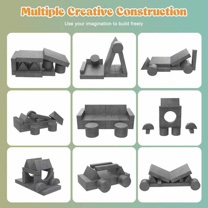 Sofá infantil de espuma compressível e blocos de brincar criativos faça você mesmo