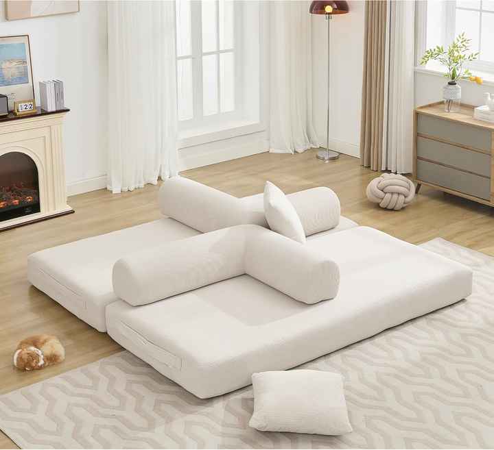 Conjunto de sofá modular de tecido de veludo cotelê comprimido para sala de estar de apartamento e hotel