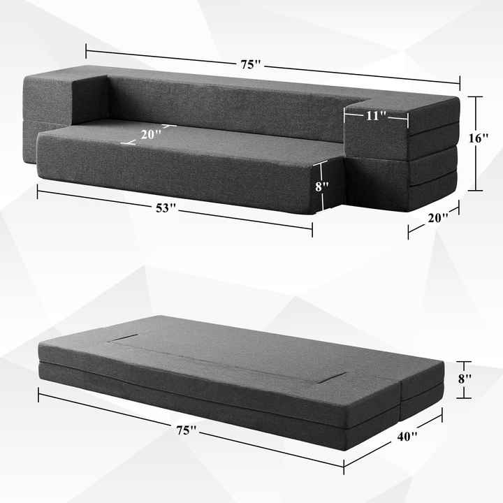 Sofá-cama conversível personalizado e sofá-cama futon com espuma comprimida de alta densidade