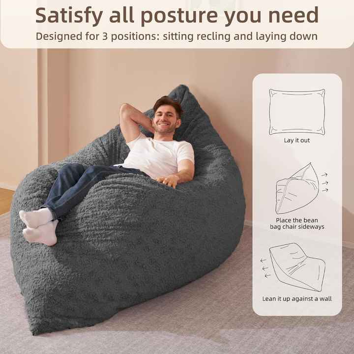 Sofá-cama reclinável de espuma grande, sofá-cama tipo pufe preguiçoso