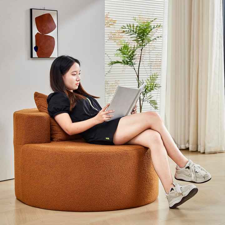 Sofá-cama redondo e preguiçoso com pacote de rolo comprimido