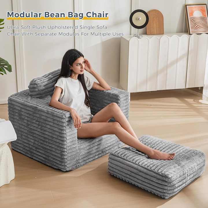 Sofá de espuma comprimida com saco de feijão