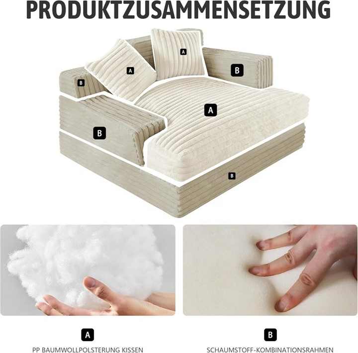 Sofá-futon preguiçoso de veludo cotelê macio - espreguiçadeiras para dormir