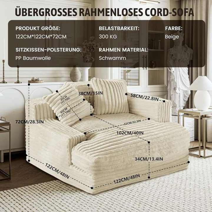 Sofá-futon preguiçoso de veludo cotelê macio - espreguiçadeiras para dormir