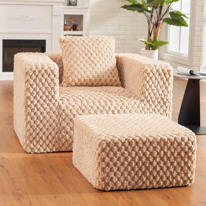 Sofá-cama macio em formato de U para varanda de quarto de hotel