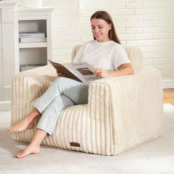 Poltrona tipo saco de feijão com compressão a vácuo