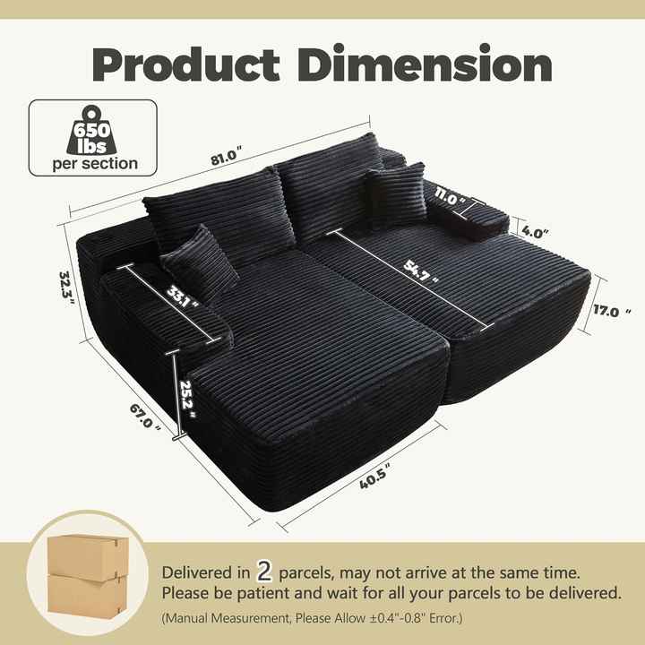 Sofá-cama modular grande comprimido a vácuo sem osso