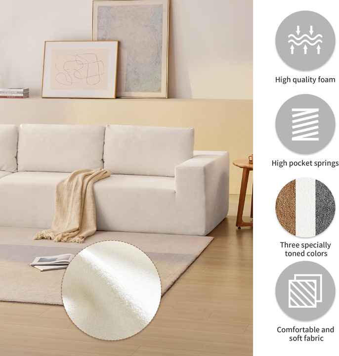 Sofá modular secional comprimido de canto minimalista