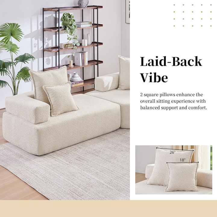 Conjunto de sofá modular comprimido em formato de L superdimensionado