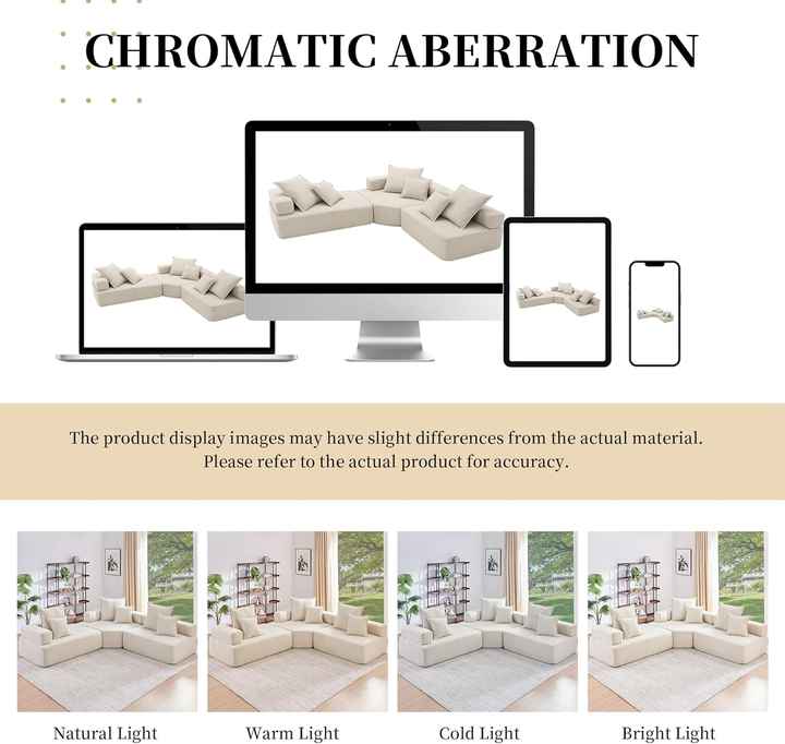 Conjunto de sofá modular comprimido em formato de L superdimensionado