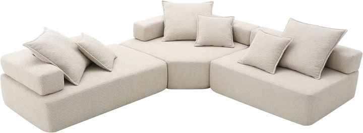 Conjunto de sofá modular comprimido em formato de L superdimensionado