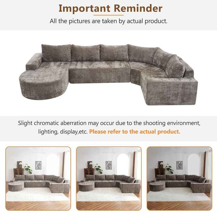 Sofá de compressão modular combinado em formato de U de 141.7 polegadas