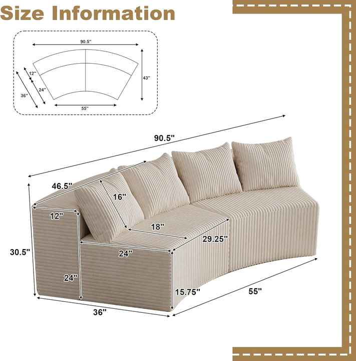Sofá modular secional comprimido para sala de estar