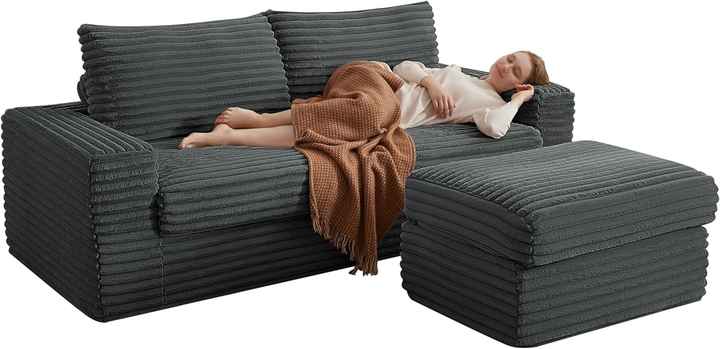 Sofá preguiçoso de veludo cotelê personalizado com compressão a vácuo