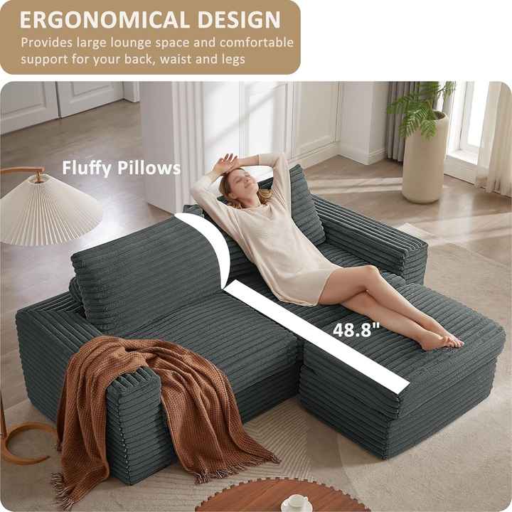 Sofá preguiçoso de veludo cotelê personalizado com compressão a vácuo