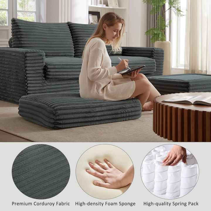 Sofá preguiçoso de veludo cotelê personalizado com compressão a vácuo