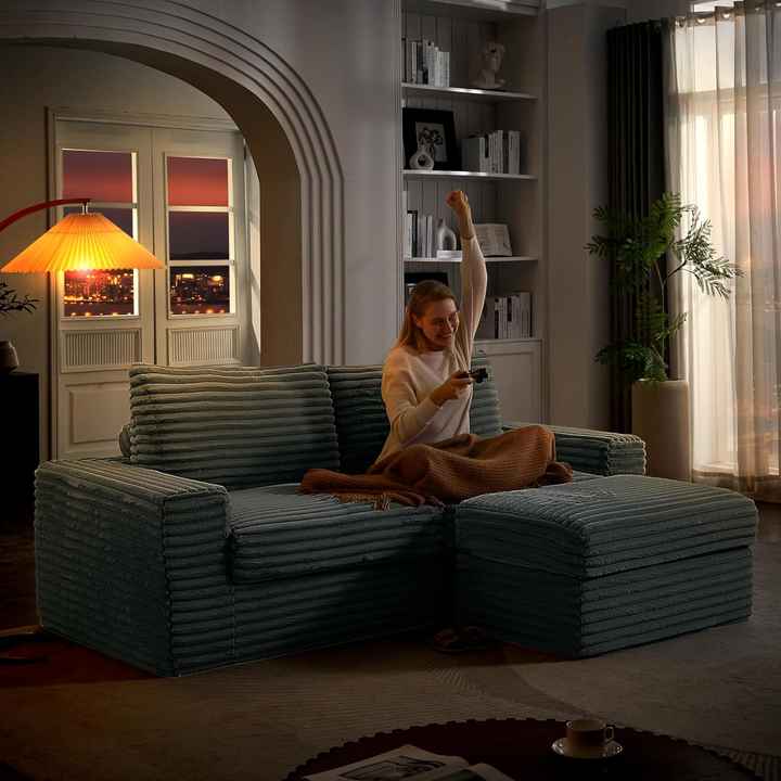 Sofá preguiçoso de veludo cotelê personalizado com compressão a vácuo