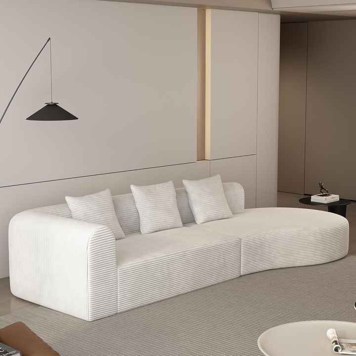 Sofá em tecido Chenille curvo de 123" em formato de nuvem