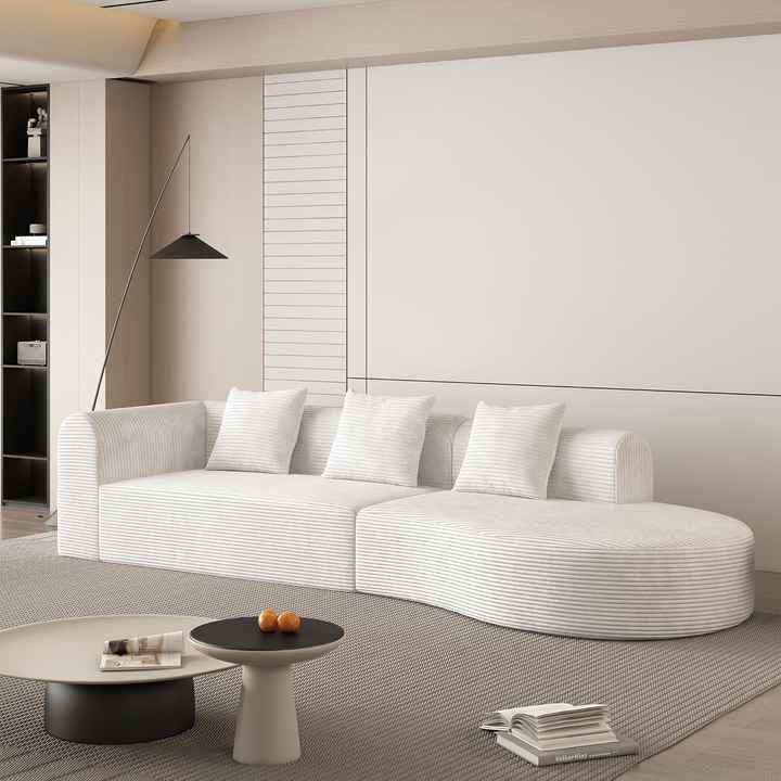 Sofá em tecido Chenille curvo de 123" em formato de nuvem