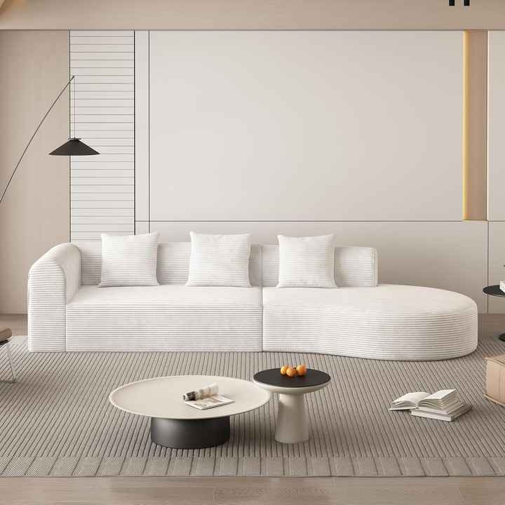 Sofá em tecido Chenille curvo de 123" em formato de nuvem