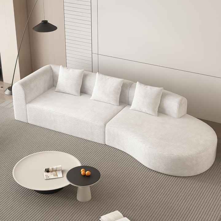 Sofá em tecido Chenille curvo de 123" em formato de nuvem