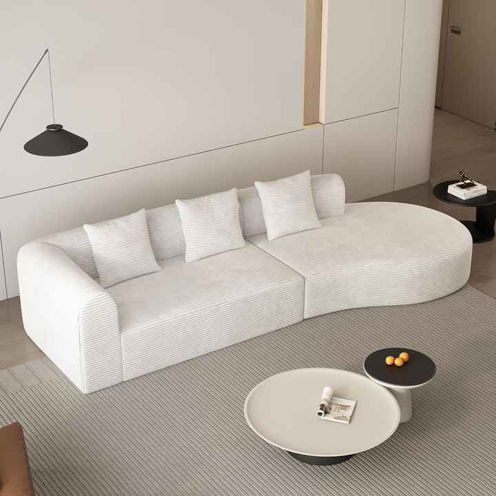 Sofá em tecido Chenille curvo de 123" em formato de nuvem
