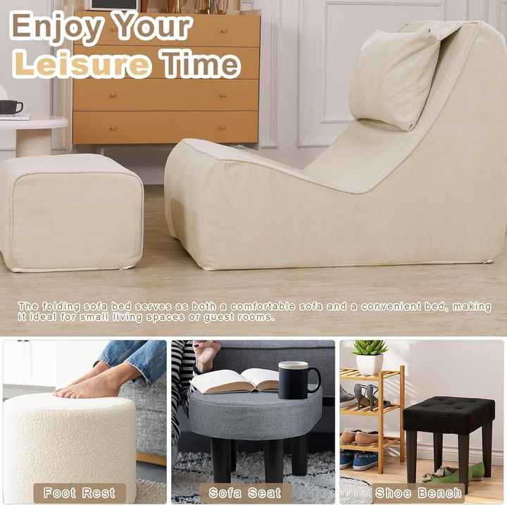 Sofá tipo pufe de espuma viscoelástica de alta densidade com almofada de pescoço