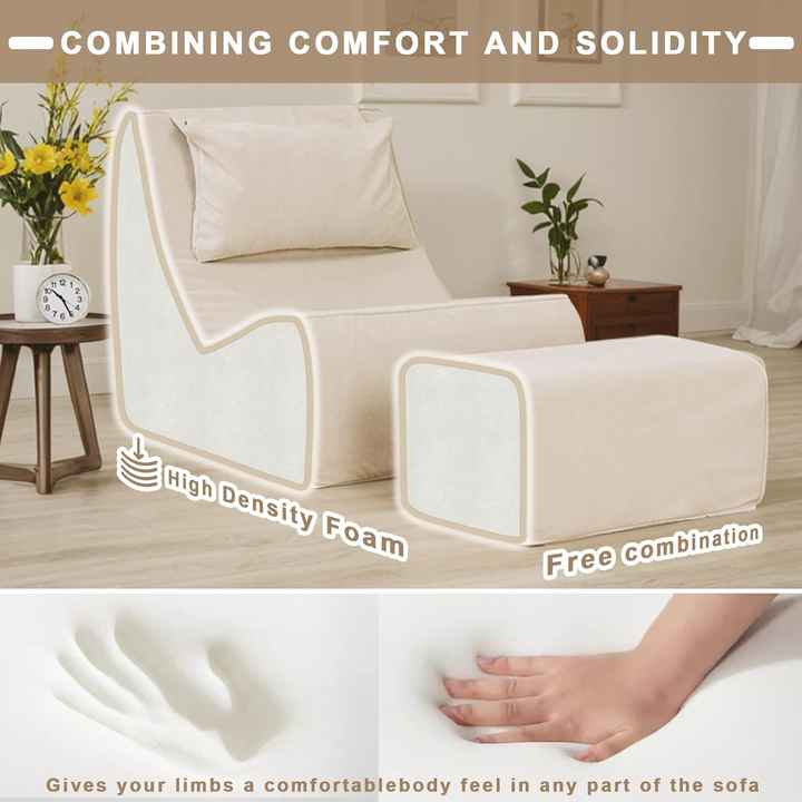 Sofá tipo pufe de espuma viscoelástica de alta densidade com almofada de pescoço