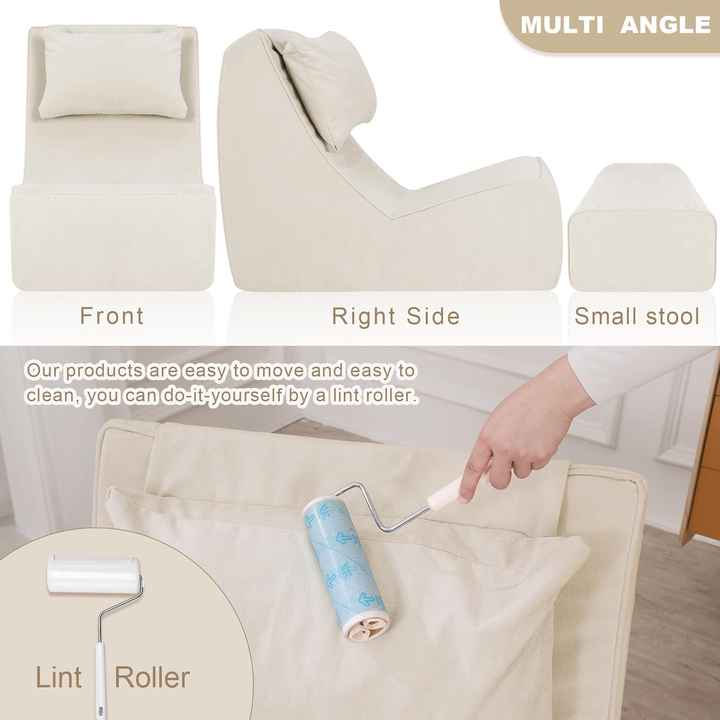 Sofá tipo pufe de espuma viscoelástica de alta densidade com almofada de pescoço