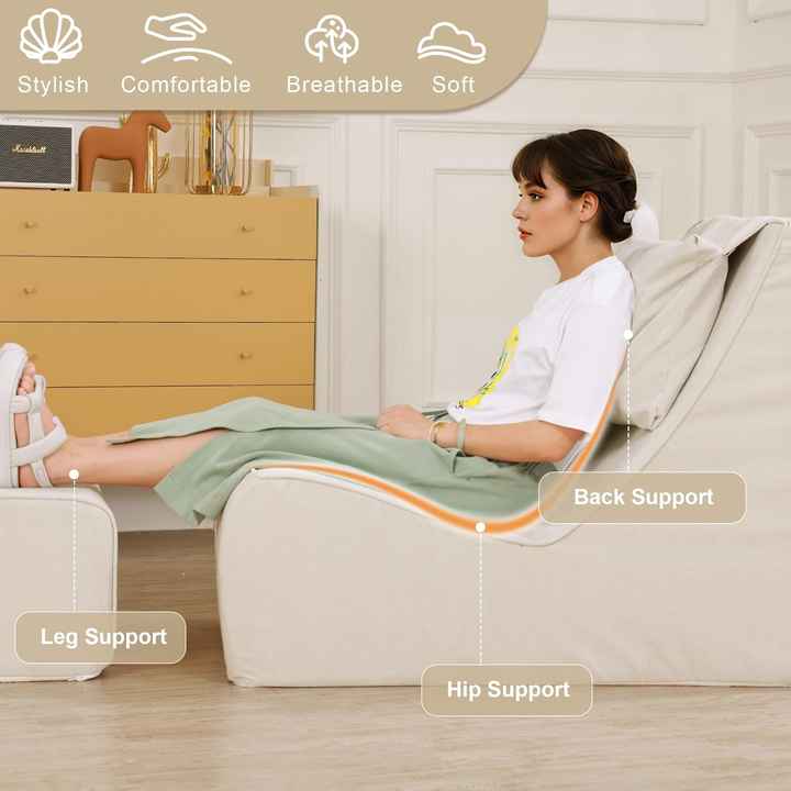 Sofá tipo pufe de espuma viscoelástica de alta densidade com almofada de pescoço