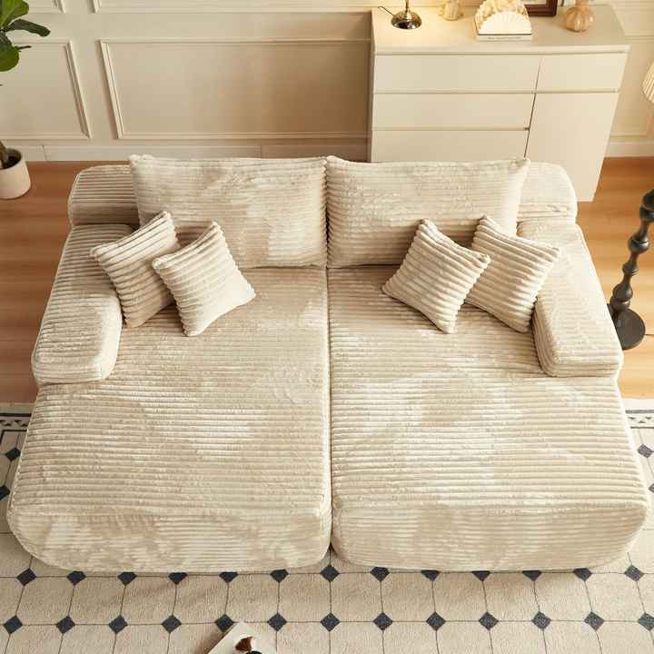 Sofá-cama modular secional grande com pacote comprimido a vácuo