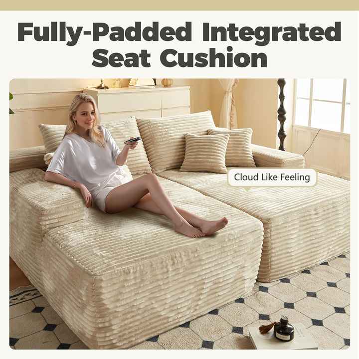 Sofá-cama modular secional grande com pacote comprimido a vácuo