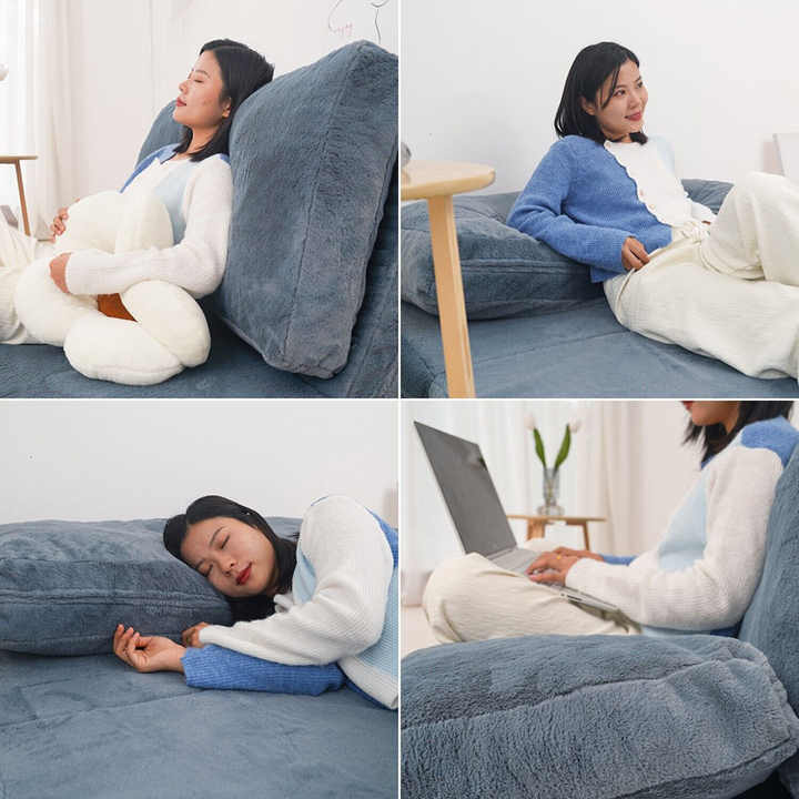 Sofá-cama dobrável com capa removível e lavável e enchimento de espuma triturada