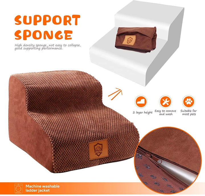 Escada elástica de esponja para cães de 2 degraus para animais pequenos