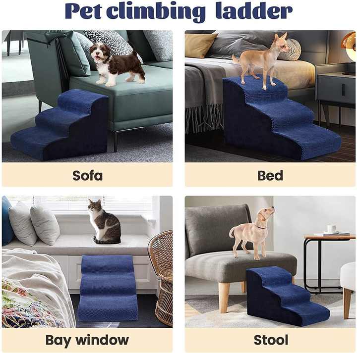 Rampa para cães com espuma de compressão de 3 camadas para escadas de animais de estimação