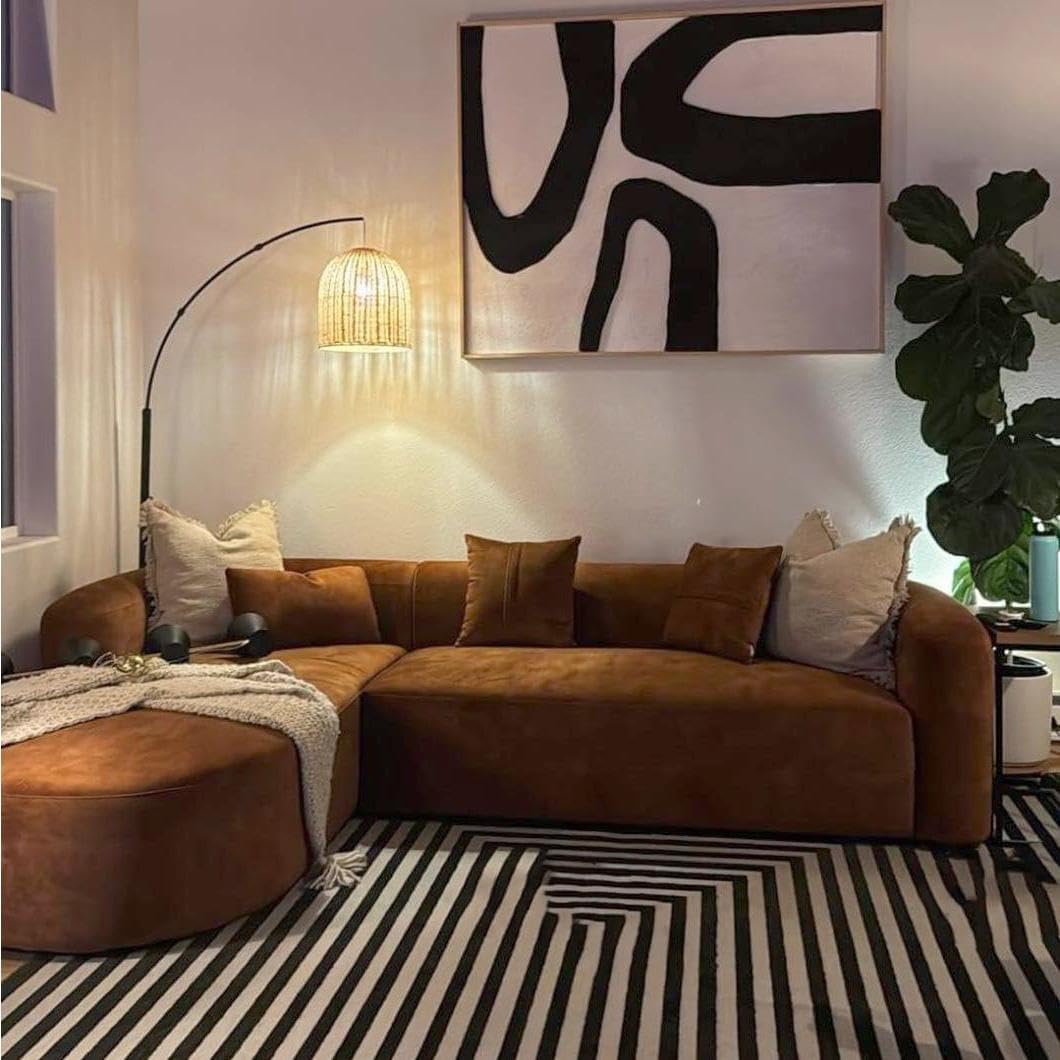 Sofá de espuma curvada de alta densidade com 3 lugares para casa e hotel