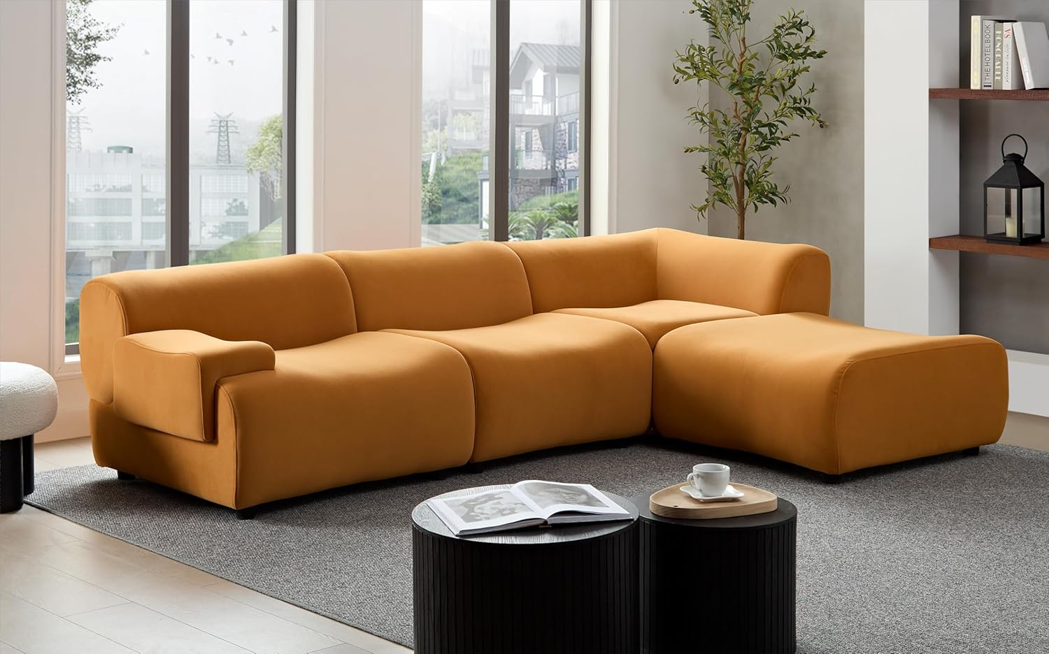 Conjunto de sofá de compressão moderno em lã de cordeiro 2025