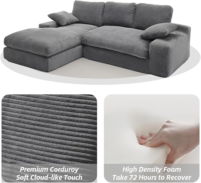 Sofá modular em formato de L para sala de estar de 98"