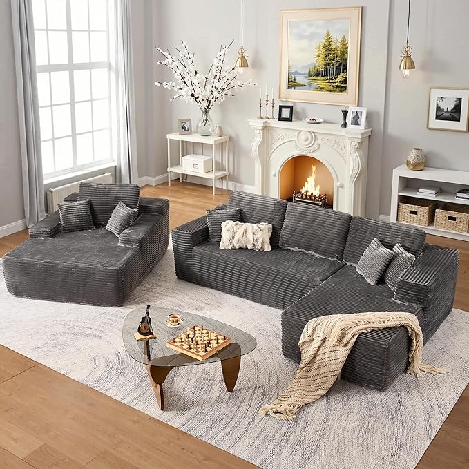 Conjunto de sofás modulares combinados em formato de L de 106"