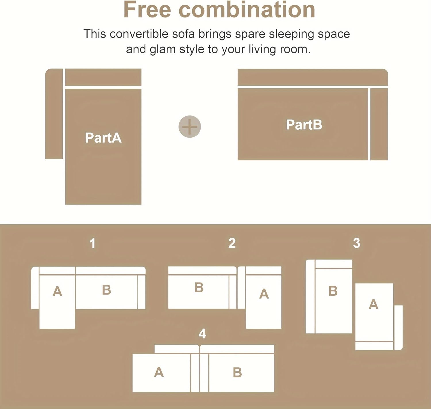 Sofá modular em formato de L para sala de estar de 98"